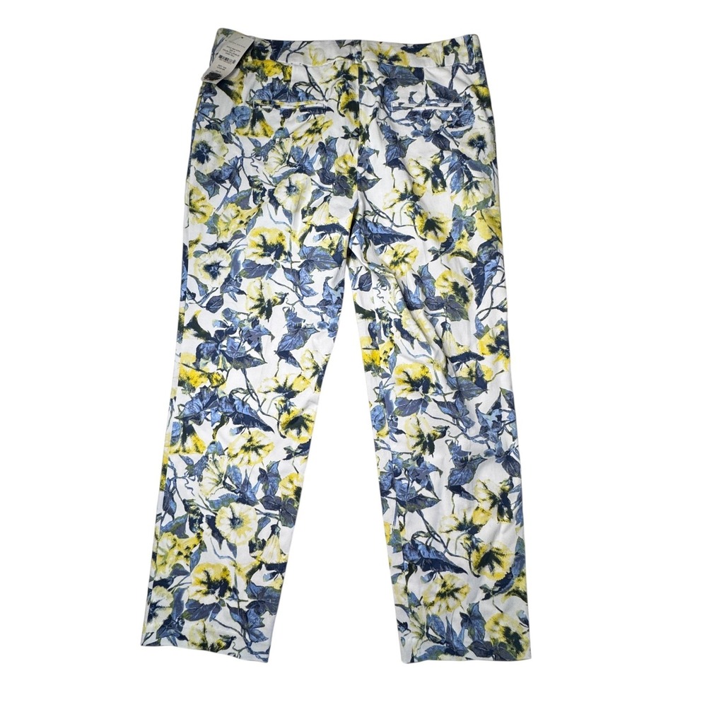 NEW Valerie Stevens Blue Yellow Floral‎ Capri Pants Womens 10 Trousers Cottage - Picture 2 of 12